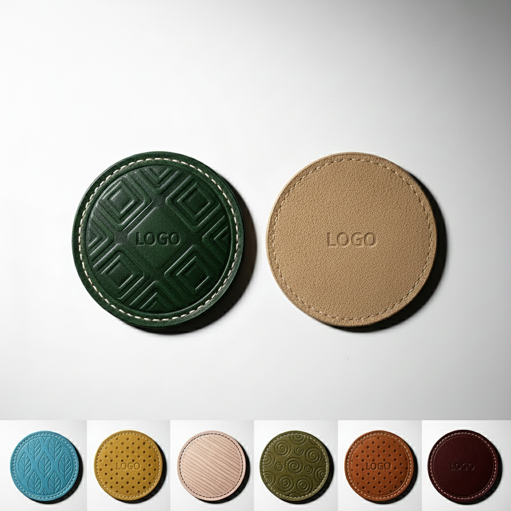 Personalized PU Leather Coasters with Multiple Printing Options