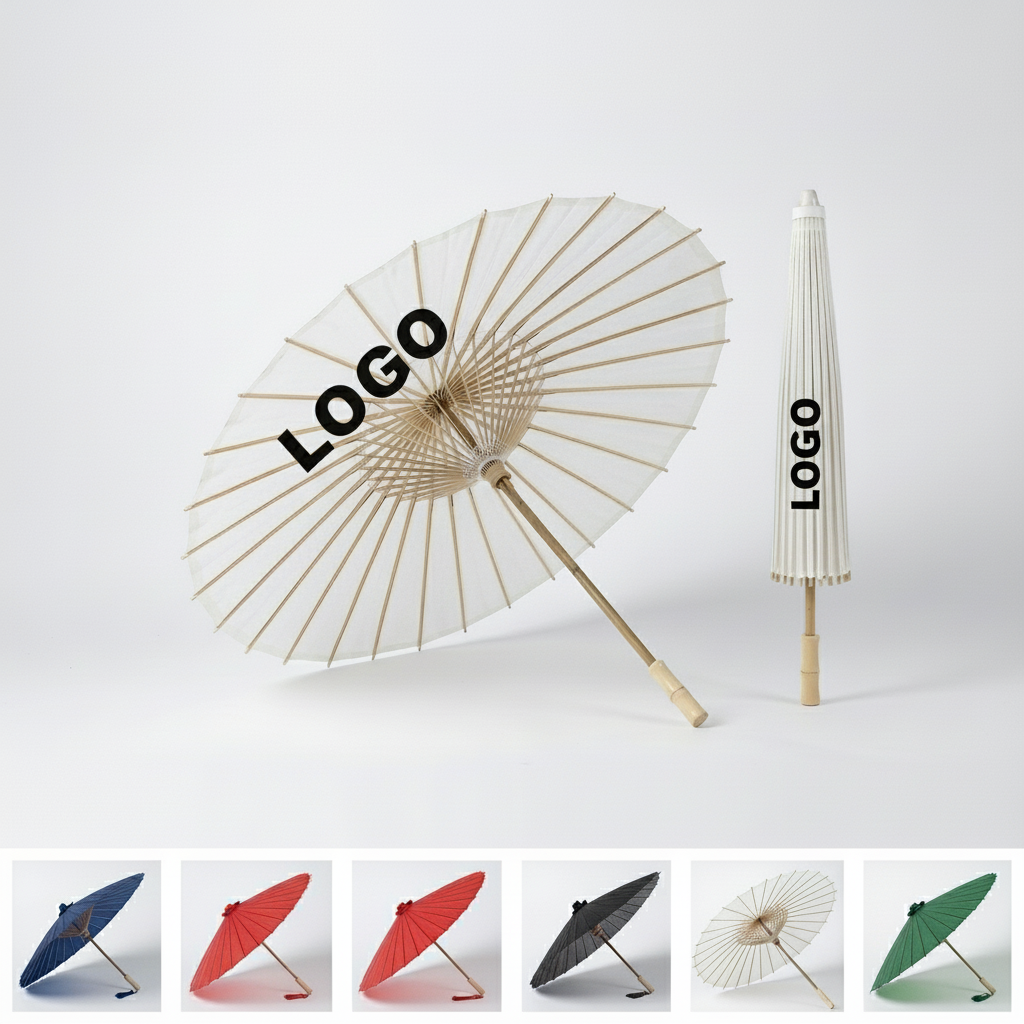 Custom Logo Traditional Paper Umbrella with Bamboo Frame