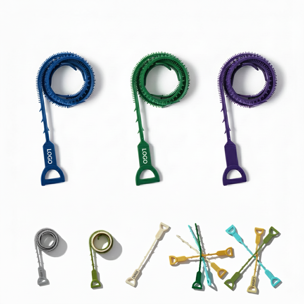 Multi-Color Plastic Drain Snake for Sink and Tub Clogs