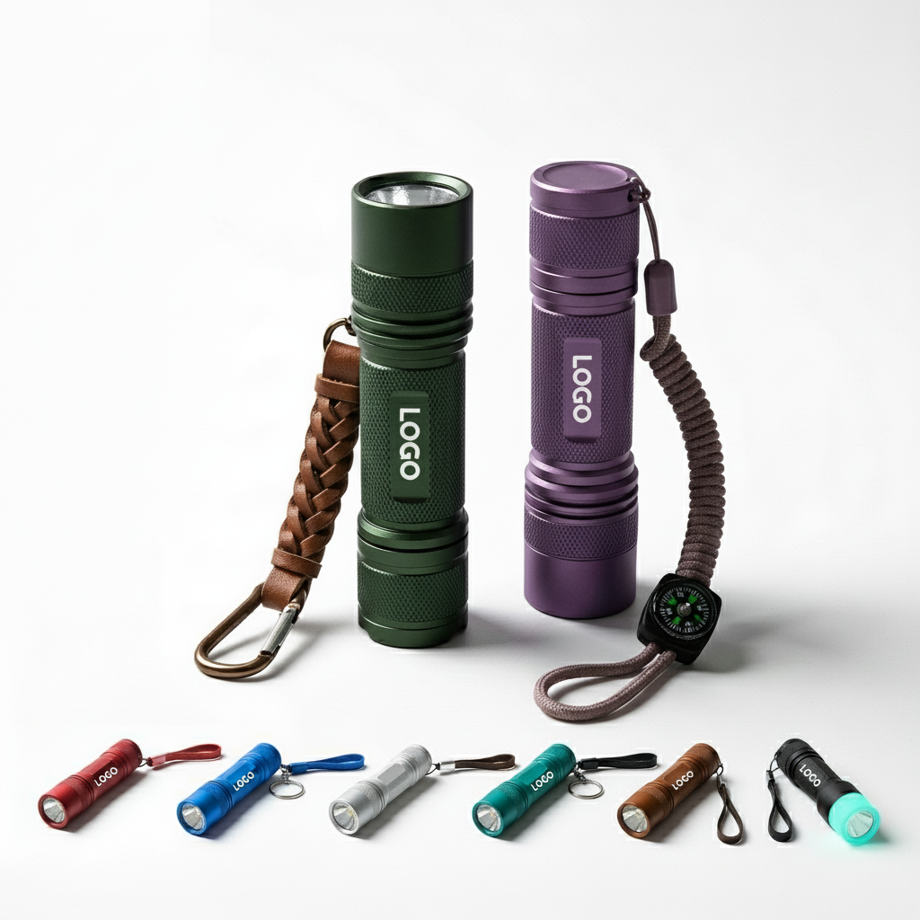 7 LED Multi-Color Aluminum Flashlight with Compass & Strap