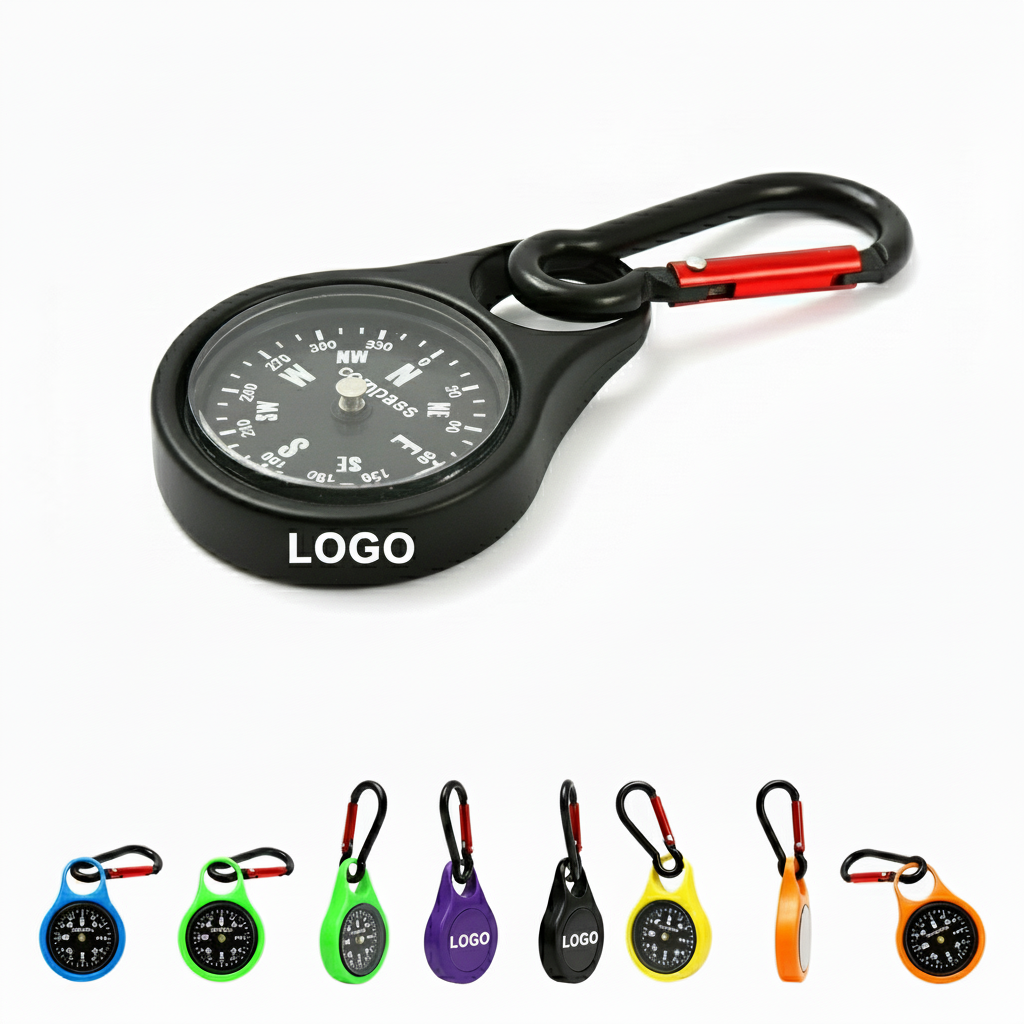 Zinc Alloy Carabiner Clip-On Compass for Outdoor Adventures