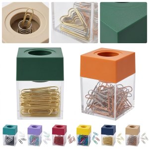 Paper Clip Holder Dispenser With Magnetic Top
