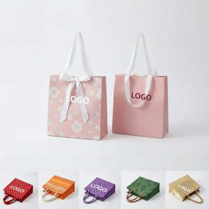 Festive Metallic Paper Gift Bags, Assorted Colors